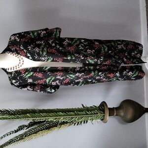 Cherry on Top tropical print short sleeve kimono/duster